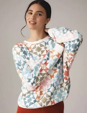NWT Anthropologie Beach Riot Quilt-Pattern Pullover | Size XS